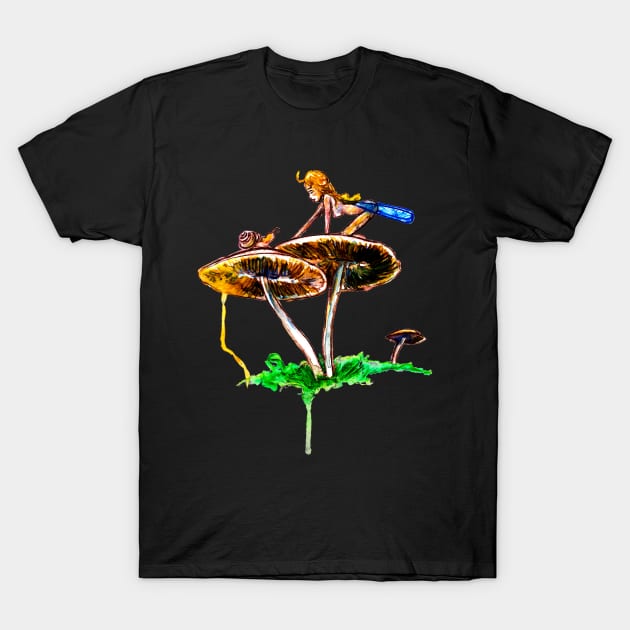 Mushroom Fairy and Snail T-Shirt by beaugeste2280@yahoo.com